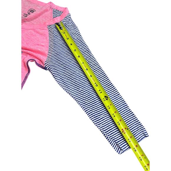 American Fighter Women’s Raglan Baseball Tee Medium Pink Blue Striped Graphic - Picture 5 of 7